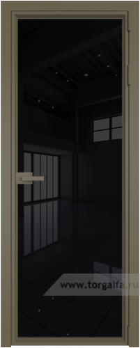 Дверь со стеклом ProfilDoors алюминиевая 1AV с профилем Шампань (Черный триплекс)