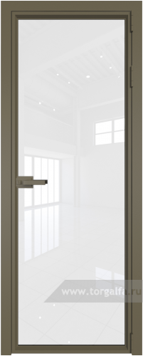 Дверь со стеклом ProfilDoors алюминиевая 1AV с профилем Шампань (Белый триплекс)