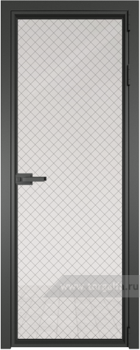 Дверь со стеклом ProfilDoors алюминиевая 1AV с профилем Серая ночь (Ромб черный)