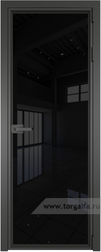 Дверь со стеклом ProfilDoors алюминиевая 1AV с профилем Серая ночь (Черный триплекс)