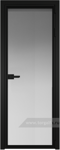 Дверь со стеклом ProfilDoors алюминиевая 1AV с профилем Черный матовый RAL9005 (Матовое)