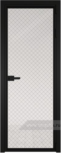 Дверь со стеклом ProfilDoors алюминиевая 1AV с профилем Черный матовый RAL9005 (Ромб черный)
