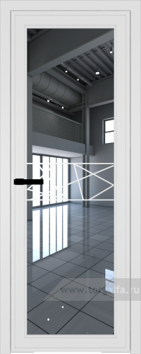 Дверь со стеклом ProfilDoors алюминиевая AGP 1 с профилем Вайт с рисунком 1 (Зеркало)