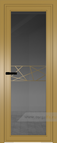 Дверь со стеклом ProfilDoors алюминиевая AGP 1 с профилем Золото с рисунком 1 (Тонированное)