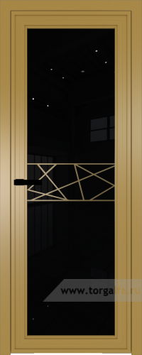 Дверь со стеклом ProfilDoors алюминиевая AGP 1 с профилем Золото с рисунком 1 (Черный триплекс)