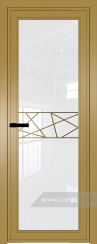 Дверь со стеклом ProfilDoors алюминиевая AGP 1 с профилем Золото с рисунком 1 (Белый триплекс)