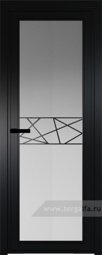 Дверь со стеклом ProfilDoors алюминиевая AGP 1 с профилем Черный матовый RAL9005 с рисунком 1 (Матовое)