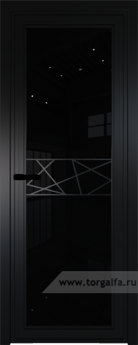 Дверь со стеклом ProfilDoors алюминиевая AGP 1 с профилем Черный матовый RAL9005 с рисунком 1 (Черный триплекс)