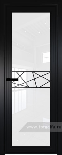 Дверь со стеклом ProfilDoors алюминиевая AGP 1 с профилем Черный матовый RAL9005 с рисунком 1 (Белый триплекс)