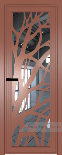 Дверь со стеклом ProfilDoors алюминиевая AGP 1 с профилем Бронза с рисунком 2 (Зеркало)
