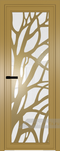 Дверь со стеклом ProfilDoors алюминиевая AGP 1 с профилем Золото с рисунком 2 (Белый триплекс)