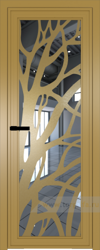 Дверь со стеклом ProfilDoors алюминиевая AGP 1 с профилем Золото с рисунком 2 (Зеркало)