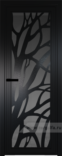Дверь со стеклом ProfilDoors алюминиевая AGP 1 с профилем Черный матовый RAL9005 с рисунком 2 (Тонированное)