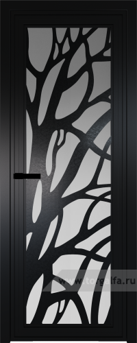 Дверь со стеклом ProfilDoors алюминиевая AGP 1 с профилем Черный матовый RAL9005 с рисунком 2 (Матовое)