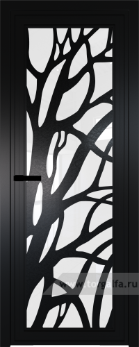 Дверь со стеклом ProfilDoors алюминиевая AGP 1 с профилем Черный матовый RAL9005 с рисунком 2 (Белый триплекс)