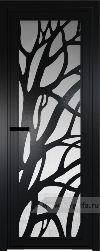 Дверь со стеклом ProfilDoors алюминиевая AGP 1 с профилем Черный матовый RAL9005 с рисунком 2 (Прозрачное)