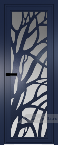 Дверь со стеклом ProfilDoors алюминиевая AGP 1 с профилем Cиний матовый RAL5003 с рисунком 2 (Матовое)