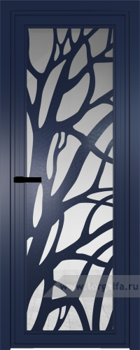 Дверь со стеклом ProfilDoors алюминиевая AGP 1 с профилем Cиний матовый RAL5003 с рисунком 2 (Прозрачное)