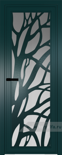 Дверь со стеклом ProfilDoors алюминиевая AGP 1 с профилем Зеленый матовый RAL6004 с рисунком 2 (Матовое)