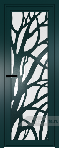 Дверь со стеклом ProfilDoors алюминиевая AGP 1 с профилем Зеленый матовый RAL6004 с рисунком 2 (Белый триплекс)