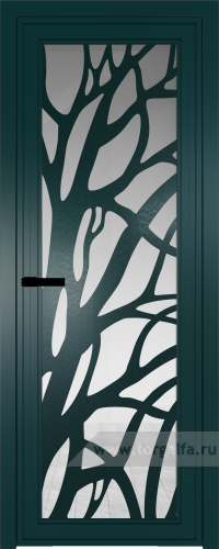 Дверь со стеклом ProfilDoors алюминиевая AGP 1 с профилем Зеленый матовый RAL6004 с рисунком 2 (Прозрачное)