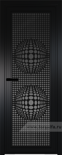 Дверь со стеклом ProfilDoors алюминиевая AGP 1 с профилем Черный матовый RAL9005 с рисунком 3 (Тонированное)
