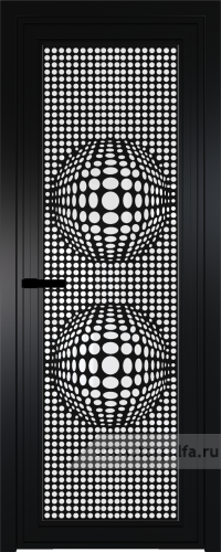 Дверь со стеклом ProfilDoors алюминиевая AGP 1 с профилем Черный матовый RAL9005 с рисунком 3 (Белый триплекс)