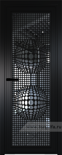 Дверь со стеклом ProfilDoors алюминиевая AGP 1 с профилем Черный матовый RAL9005 с рисунком 3 (Зеркало)