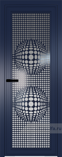 Дверь со стеклом ProfilDoors алюминиевая AGP 1 с профилем Cиний матовый RAL5003 с рисунком 3 (Матовое)