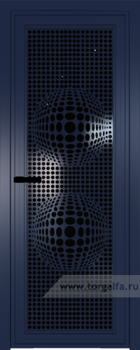 Дверь со стеклом ProfilDoors алюминиевая AGP 1 с профилем Cиний матовый RAL5003 с рисунком 3 (Черный триплекс)