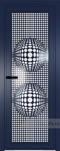 Дверь со стеклом ProfilDoors алюминиевая AGP 1 с профилем Cиний матовый RAL5003 с рисунком 3 (Белый триплекс)