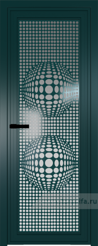 Дверь со стеклом ProfilDoors алюминиевая AGP 1 с профилем Зеленый матовый RAL6004 с рисунком 3 (Матовое)