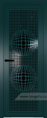 Дверь со стеклом ProfilDoors алюминиевая AGP 1 с профилем Зеленый матовый RAL6004 с рисунком 3 (Черный триплекс)