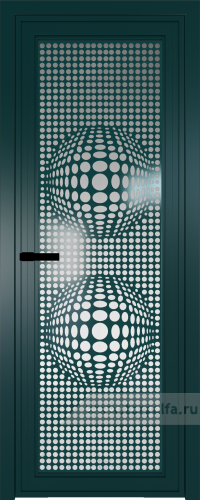 Дверь со стеклом ProfilDoors алюминиевая AGP 1 с профилем Зеленый матовый RAL6004 с рисунком 3 (Прозрачное)