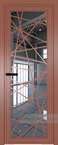 Дверь со стеклом ProfilDoors алюминиевая AGP 1 с профилем Бронза с рисунком 4 (Зеркало)
