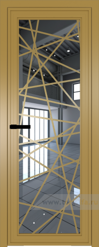 Дверь со стеклом ProfilDoors алюминиевая AGP 1 с профилем Золото с рисунком 4 (Зеркало)