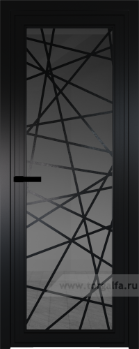 Дверь со стеклом ProfilDoors алюминиевая AGP 1 с профилем Черный матовый RAL9005 с рисунком 4 (Тонированное)