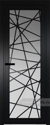 Дверь со стеклом ProfilDoors алюминиевая AGP 1 с профилем Черный матовый RAL9005 с рисунком 4 (Матовое)