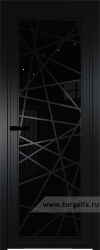 Дверь со стеклом ProfilDoors алюминиевая AGP 1 с профилем Черный матовый RAL9005 с рисунком 4 (Черный триплекс)