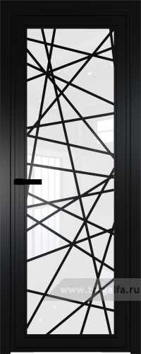 Дверь со стеклом ProfilDoors алюминиевая AGP 1 с профилем Черный матовый RAL9005 с рисунком 4 (Белый триплекс)