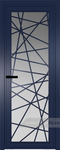 Дверь со стеклом ProfilDoors алюминиевая AGP 1 с профилем Cиний матовый RAL5003 с рисунком 4 (Матовое)