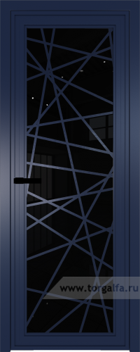 Дверь со стеклом ProfilDoors алюминиевая AGP 1 с профилем Cиний матовый RAL5003 с рисунком 4 (Черный триплекс)