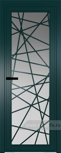 Дверь со стеклом ProfilDoors алюминиевая AGP 1 с профилем Зеленый матовый RAL6004 с рисунком 4 (Матовое)