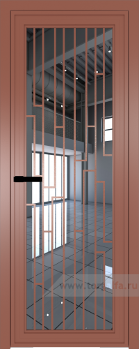 Дверь со стеклом ProfilDoors алюминиевая AGP 1 с профилем Бронза с рисунком 5 (Зеркало)