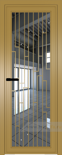 Дверь со стеклом ProfilDoors алюминиевая AGP 1 с профилем Золото с рисунком 5 (Зеркало)