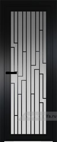 Дверь со стеклом ProfilDoors алюминиевая AGP 1 с профилем Черный матовый RAL9005 с рисунком 5 (Матовое)