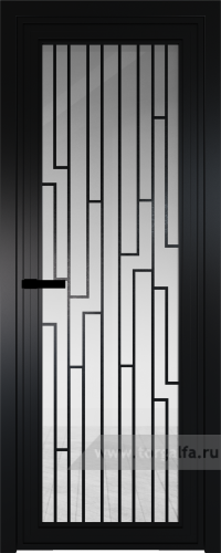 Дверь со стеклом ProfilDoors алюминиевая AGP 1 с профилем Черный матовый RAL9005 с рисунком 5 (Прозрачное)