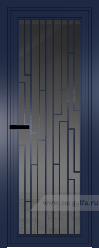 Дверь со стеклом ProfilDoors алюминиевая AGP 1 с профилем Cиний матовый RAL5003 с рисунком 5 (Тонированное)