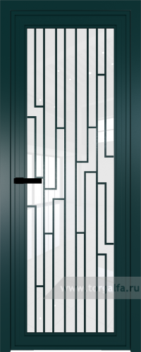 Дверь со стеклом ProfilDoors алюминиевая AGP 1 с профилем Зеленый матовый RAL6004 с рисунком 5 (Белый триплекс)