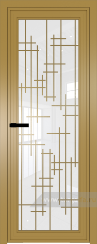 Дверь со стеклом ProfilDoors алюминиевая AGP 1 с профилем Золото с рисунком 6 (Белый триплекс)